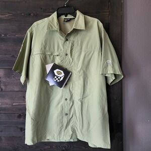 Mountain Hardwear Canyon Short Sleeve Shirt Men L Green Mesh Quick-Dry Light NWT